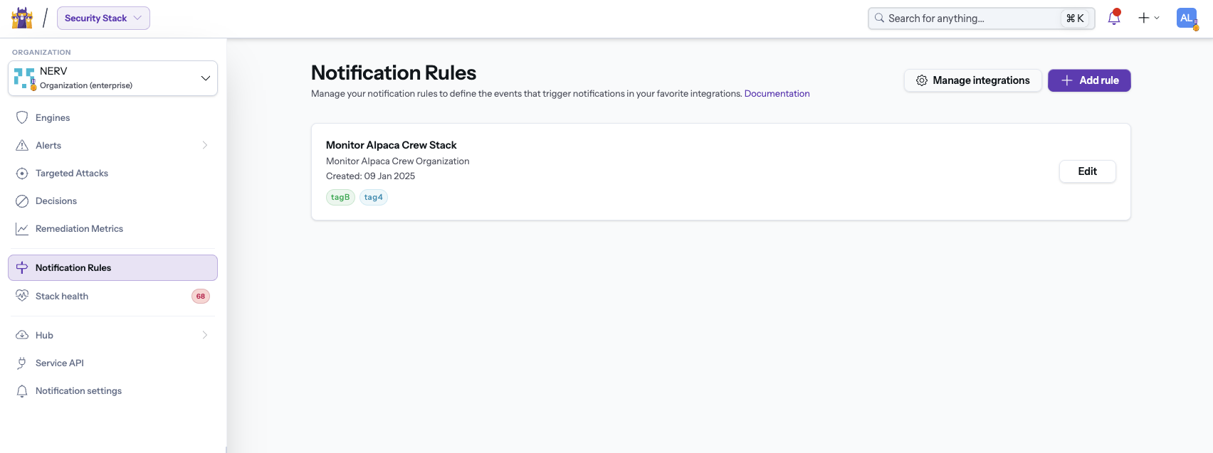CrowdSec Notification Rule